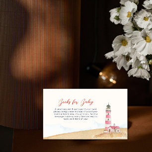 Minimal Nautical Lighthouse Books For Baby Shower Enclosure Card