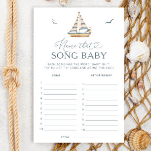 Minimal Nautical Name That Song Baby Shower Game