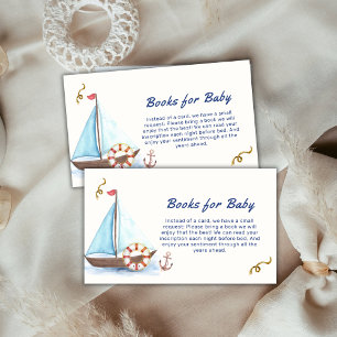 Minimal Nautical Sailboat Books For Baby Shower Enclosure Card