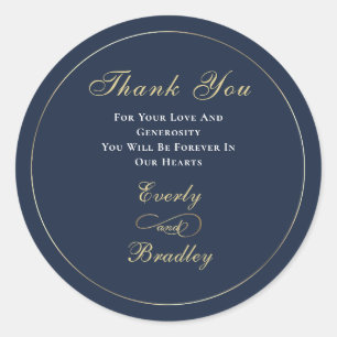 Minimal Navy Background White Gold Script Elegant  Classic Round Sticker
