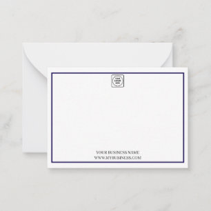 Minimal Navy Blue Business Logo Note Card