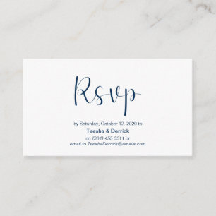 Minimal, Navy blue font, Wedding RSVP, respond Enclosure Card