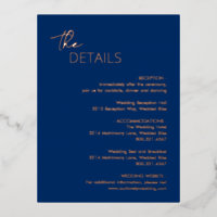 Minimal Navy Blue Modern Wedding Foil Enclosure
