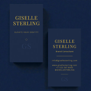 Minimal Navy Blue Monogram Professional Business Card