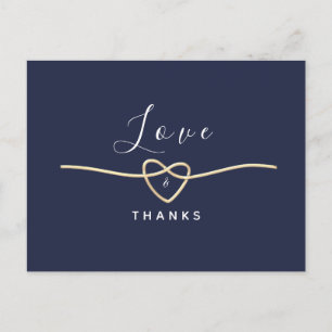 Minimal Navy Blue Wedding Thank You Postcard