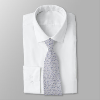 Minimal Navy Botanical Pattern on Light Gray Tie