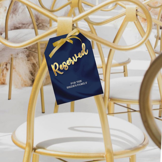 Minimal Navy Gold Wedding Reserved Seat Large Tag (Creator Uploaded)