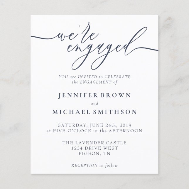 Minimal Navy Modern Engagement budget Flyer (Front)