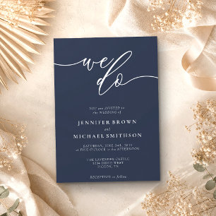 Minimal Navy Modern Signature Marriage We Do Invitation