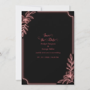 Minimal Neon Botanical Wedding Frame Invitation