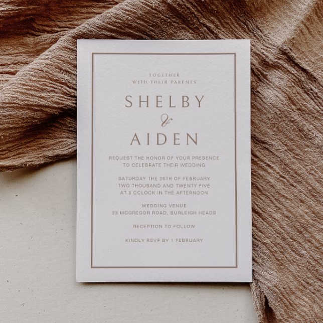 Minimal Neutral Beige Modern Wedding  Invitation (Creator Uploaded)