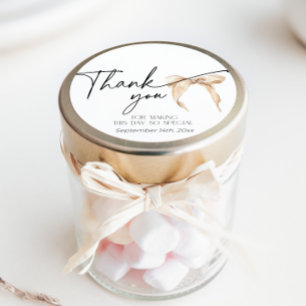 Minimal neutral bow beige Thank You Bridal Shower  Square Sticker