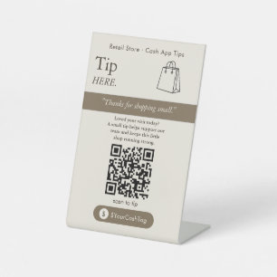 Minimal Neutral Cash App Tips QR Code Sign