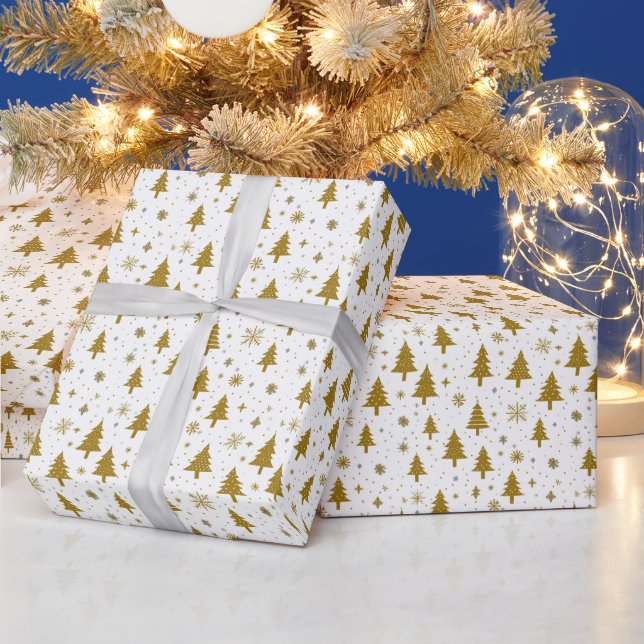 Minimal Neutral Christmas Holiday Tree Wrapping Paper (Holidays)