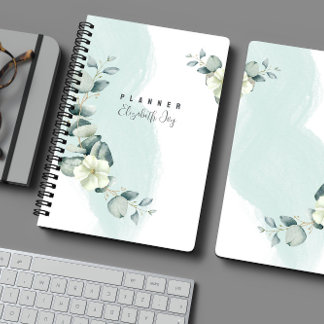 Minimal Neutral Sage Floral Customisable Planner