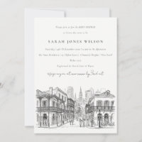 Minimal New Orleans Louisiana Sketch Baby Shower