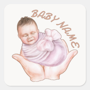 Minimal Newborn Welcome Envelope Sticker Editable