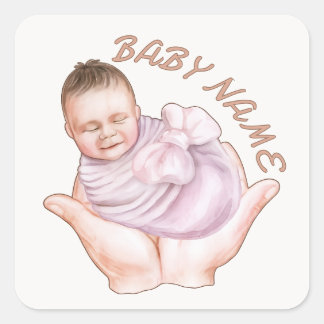 Minimal Newborn Welcome Envelope Sticker Editable