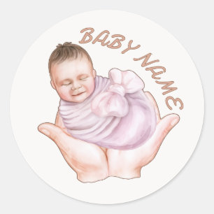 Minimal Newborn Welcome Envelope Sticker Editable