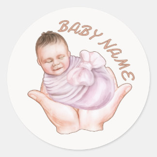 Minimal Newborn Welcome Envelope Sticker Editable