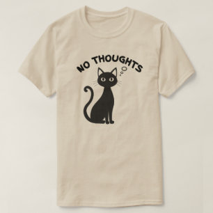 Minimal No Thoughts Cat Blank Expression Illustrat T-Shirt