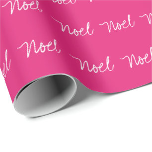 Minimal Noel typography magenta white   Wrapping Paper
