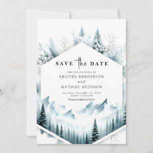 Minimal Non Photo Mountain Wedding Save The Date