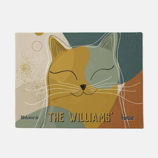 Minimal Norwegian Forest Cat Housewarming Gift  Doormat (Front)