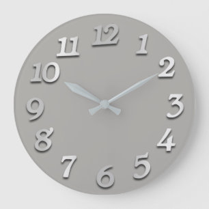 Minimal Numbers Grey Grey Monochrome Elegant Large Clock