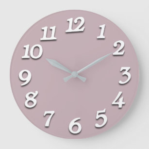 Minimal Numbers Grey Silver White Mauve Lavener Large Clock