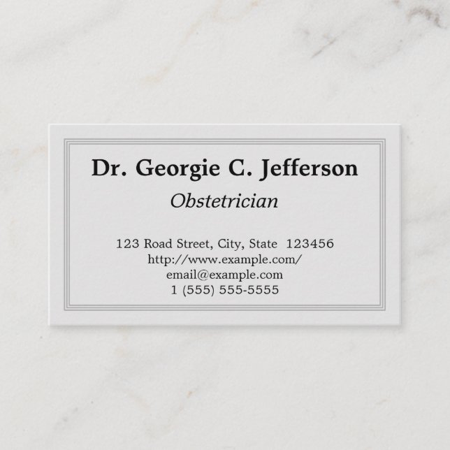 Minimal Obstetrician Business Card (Front)