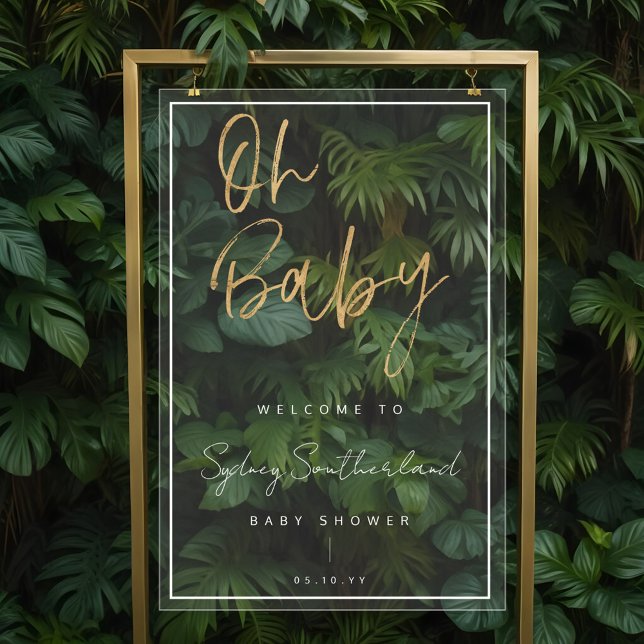 Minimal Oh Baby Gold Brush Script Baby Shower Acrylic Sign (Minimal Oh Baby Gold Brush Script Baby Shower Acrylic Sign)