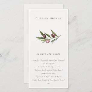Minimal Olive Branch Foliage Couples Shower Invite
