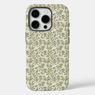 Minimal Olive Branch Pattern iPhone 16 Pro Case