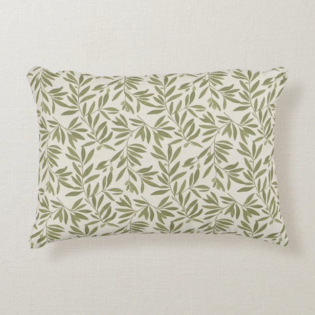 Minimal Olive Branch Pattern Decorative Cushion (Front)