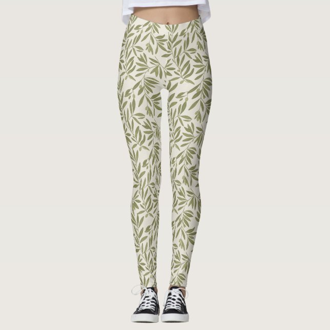 Minimal Olive Branch Pattern Leggings (Front)