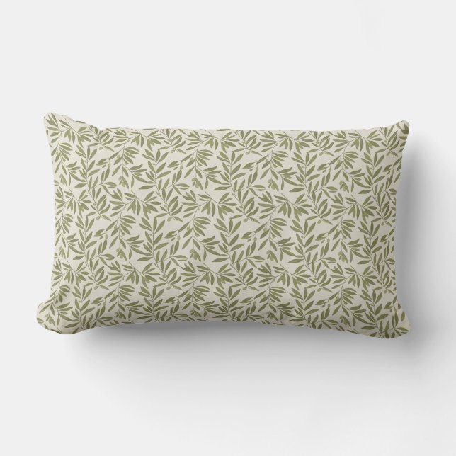 Minimal Olive Branch Pattern Lumbar Cushion (Front)