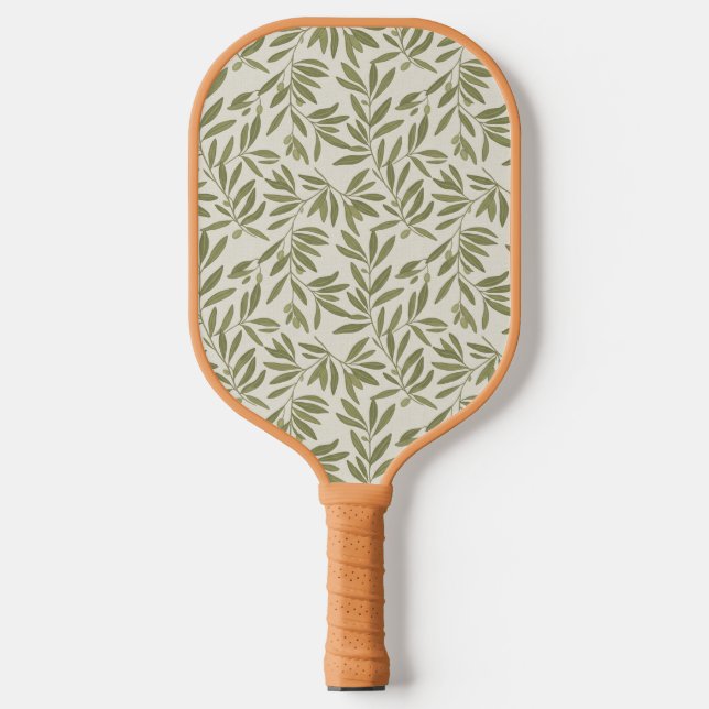 Minimal Olive Branch Pattern Pickleball Paddle (Front)