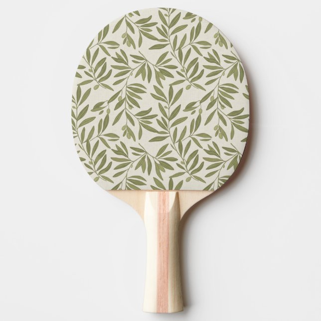 Minimal Olive Branch Pattern Ping Pong Paddle (Front)