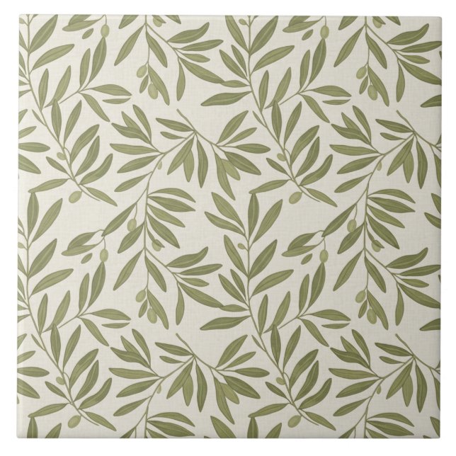 Minimal Olive Branch Pattern Tile (Front)