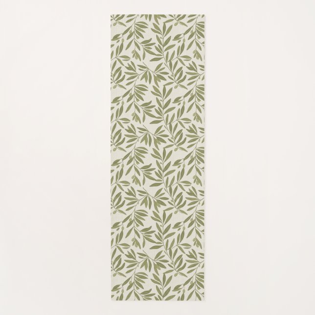 Minimal Olive Branch Pattern Yoga Mat (Front)