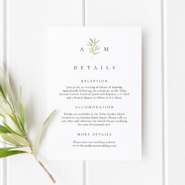 Minimal Olive Branch Wedding Details Enclosure Card (Creator Uploaded)