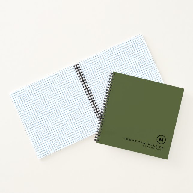 Minimal Olive Classic Monogram Graph Notebook (Inside)