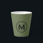 Minimal Olive Green Black Classic Monogram Latte Mug<br><div class="desc">A simple custom monogrammed design in modern minimalist style with classic block typography in an olive green and black colour palette; a simple clean professional design that can easily be updated with your monogram initial.</div>