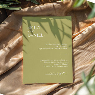Minimal Olive Green Wedding Invitation