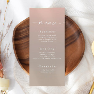 Minimal Ombre Beige & Light Pink Wedding Menu