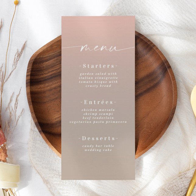 Minimal Ombre Beige & Light Pink Wedding Menu (Creator Uploaded)