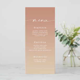 Minimal Ombre Yellow Gold & Terra Cotta Wedding Menu