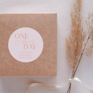 Minimal One More Day Wedding Rehearsal Blush Pink Classic Round Sticker