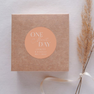 Minimal One More Day Wedding Rehearsal Peach Classic Round Sticker